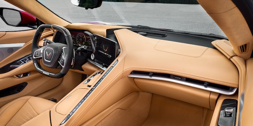 Close-up of Corvette Z06 leather interior