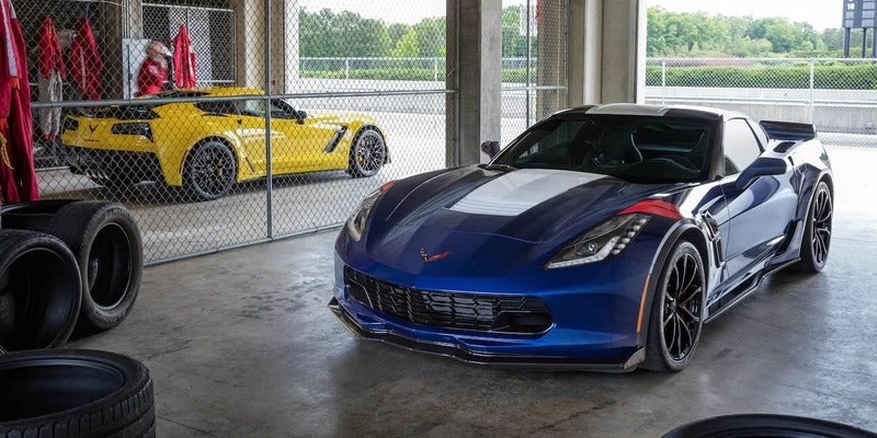 Chevrolet Corvette Grand Sport parked in garage
